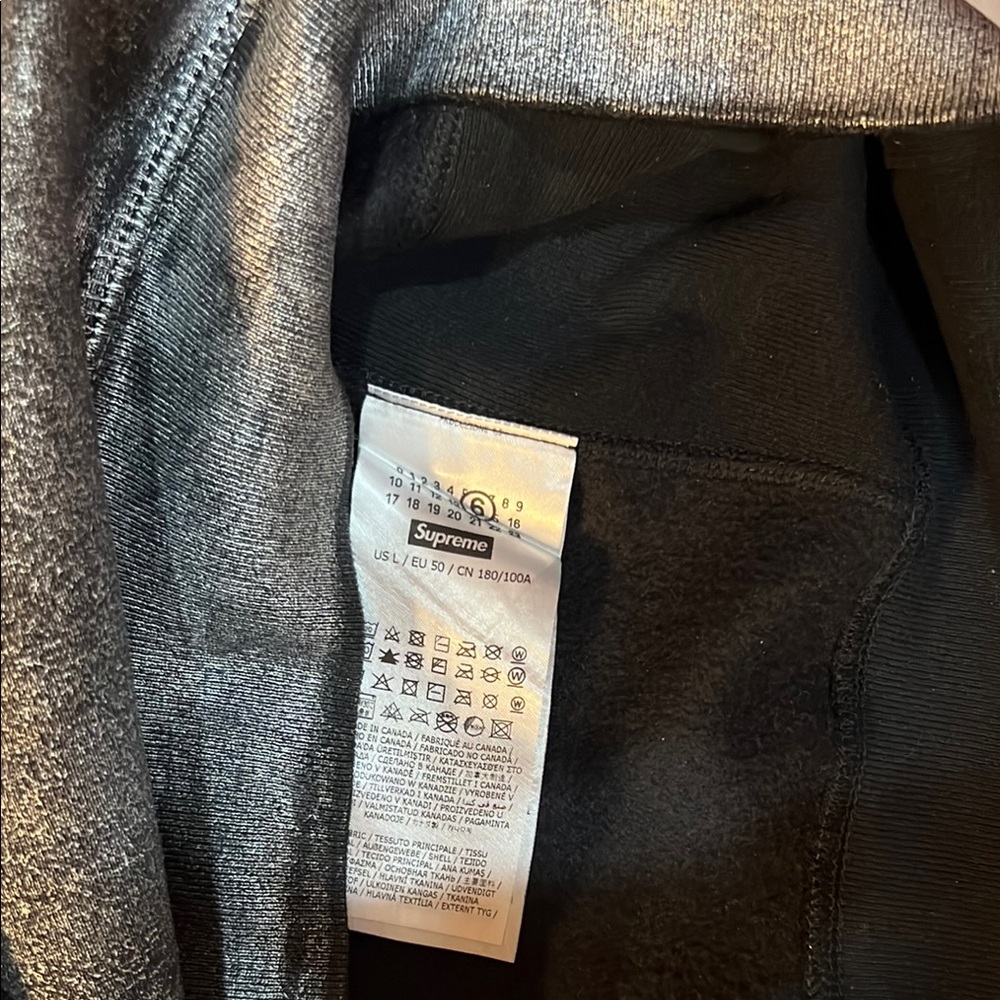 Supreme x MM6 Maison Margiela Foil Box Logo Hooded Sweatshirt ‘Black’ - Picture 3 of 5